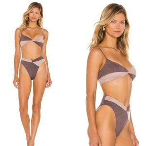 NWT L*Space Ringo Top Nancy Bottoms Metallic Shimmer Bikini Set